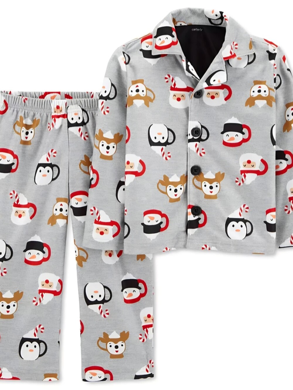 NWT {Carters} Holiday Christmas Snowman Santa Reindeer Penguin Mug Pajamas
